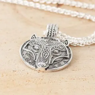 Sterling Silver Wolf Pendant