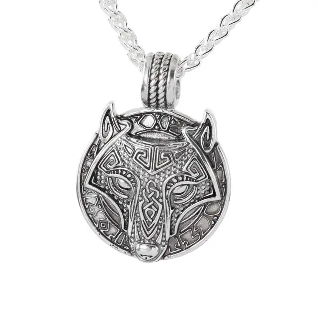 Oxidised Sterling Silver Fenrir Wolf Pendant