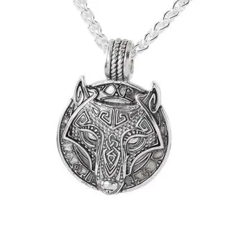 Fenrir Wolf Pendant Oxidised Sterling Silver 