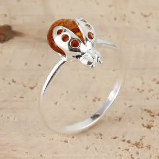 Baltic Amber Ladybird Ring