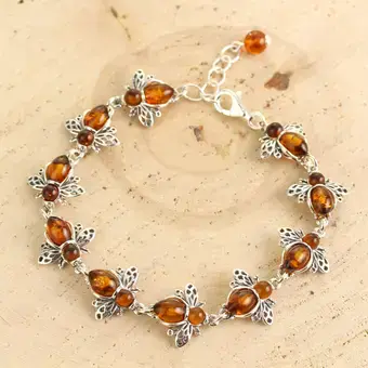 Busy Bee Baltic Amber Sterling Silver Bracelet