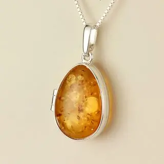 Double Sided Baltic Amber Silver Locket