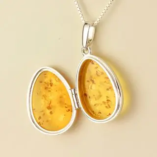 Honey Baltic Amber Double Sided Sterling Silver Locket