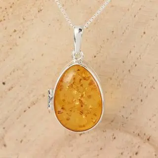 Honey Baltic Amber Sterling Silver Locket