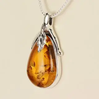 Unique Handcrafted Baltic Amber Sterling Silver Pendant