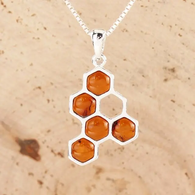 Honey baltic Amber Honeycomb Pendant