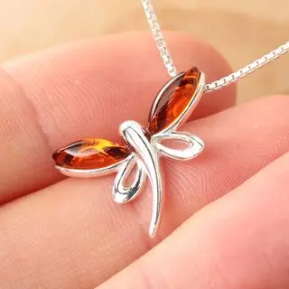 Sterling Silver Dragonfly Amber Pendant