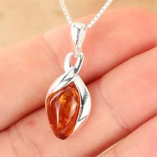 Sterling Silver Honey Baltic Amber Pendant