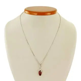 Honey Baltic Amber Droplet Silver Pendant