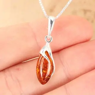 Sterling Silver Honey Baltic Amber Pendant