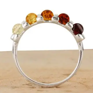 Sterling Silver Eternity Baltic Amber Ring