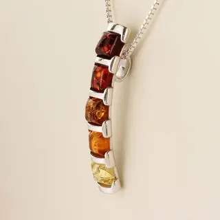 Graduated Baltic Amber Sterling Silver Pendant