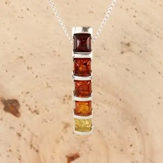 Sterling Silver Graduated Baltic Amber Pendant