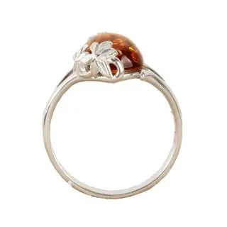 Flower Edge Baltic Amber Sterling Silver Ring