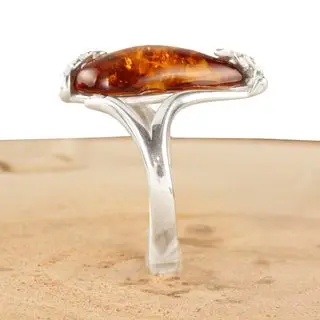 Honey Baltic Amber Sterling Silver Ring