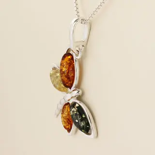 Sterling Silver Baltic Amber Dragonfly Pendant