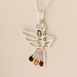 Sterling Silver Angel Baltic Amber Pendant