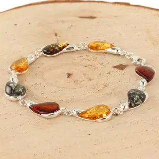 Sterling Silver Baltic Amber Bracelet