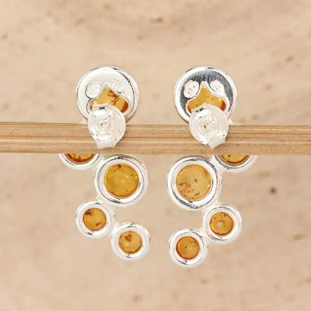 Sterling Silver Bubble Lemon Baltic Amber Earrings