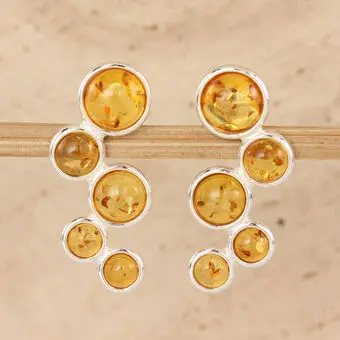 Lemon Baltic Amber Bubble Sterling Silver Stud Earrings Lemon Baltic Amber Bubble Sterling Silver Stud Earrings