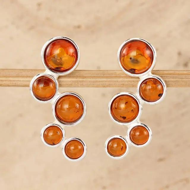 Honey Baltic Amber Sterling Silver Stud Earrings