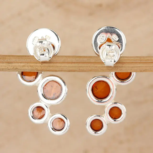 Sterling Silver Bubble Honey Baltic Amber Earrings