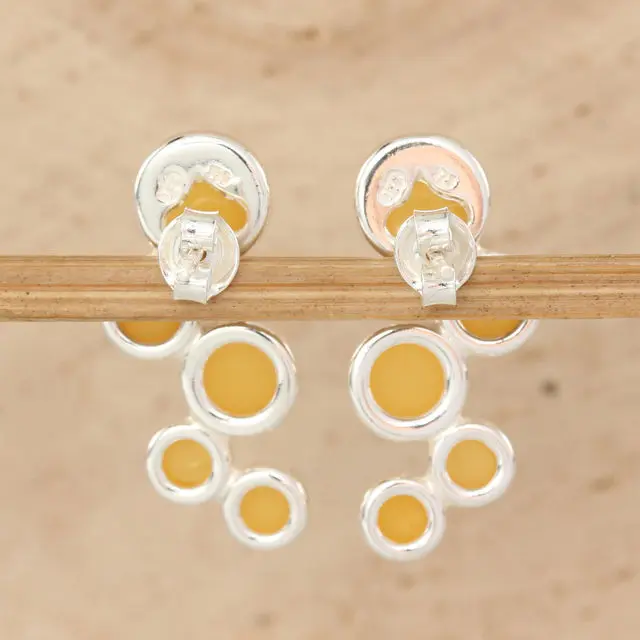 Sterling Silver Bubble Milky Baltic Amber Earrings