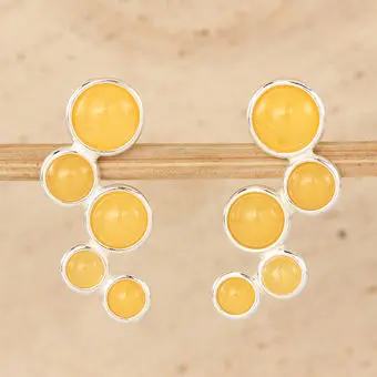 Milky Baltic Amber Bubble Sterling Silver Stud Earrings Milky Baltic Amber Bubble Sterling Silver Stud Earrings