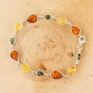 Sterling Silver Baltic Amber Bracelet