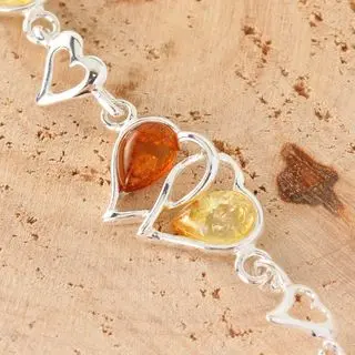 Honey and Lemon Baltic Amber Silver Bracelet