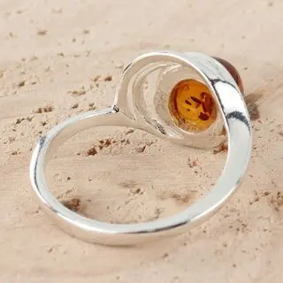 Honey Baltic Amber Sterling Silver Ring