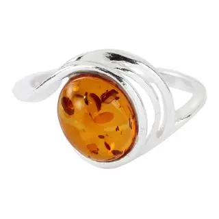 Sterling Silver Honey Baltic Amber Overlay Ring