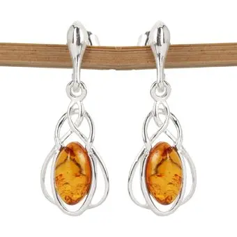 Honey Baltic Amber Celtic Sterling Silver Drop Earrings Honey Baltic Amber Celtic Sterling Silver Drop Earrings