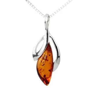 Honey Baltic Amber Flower Bud Sterling Silver Pendant Honey Baltic Amber Flower Bud Sterling Silver Pendant