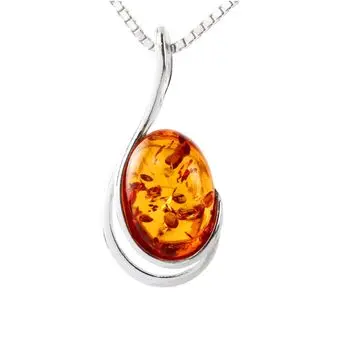 Honey Baltic Amber Swirl Sterling Silver Pendant Honey Baltic Amber Swirl Sterling Silver Pendant