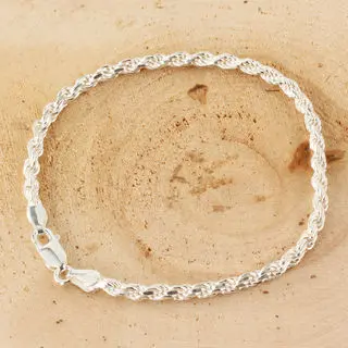 Diamond Cut Rope Sterling Silver Bracelet