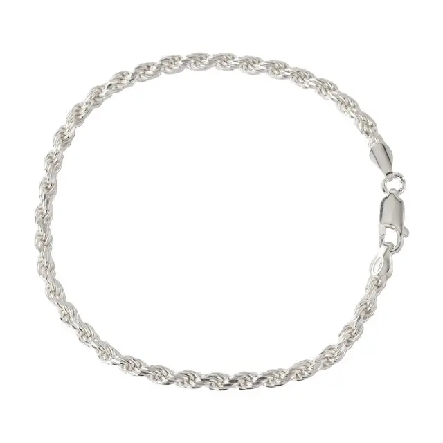 3.3mm Wide Sterling Silver Rope Bracelet