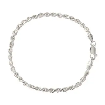 3.3mm Diamond Cut Sterling Silver Rope Bracelet