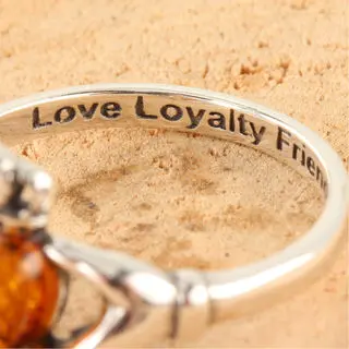 Honey Baltic Amber Claddagh Sterling Silver Ring
