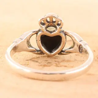 Green Baltic Amber Claddagh Sterling Silver Ring
