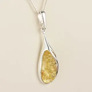 Lemon Baltic Amber Sterling Silver Pendant