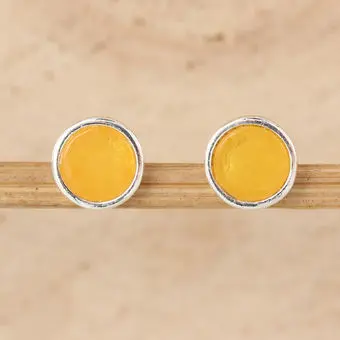 Milky Baltic Amber Round Sterling Silver Stud Earrings Milky Baltic Amber Round Sterling Silver Stud Earrings