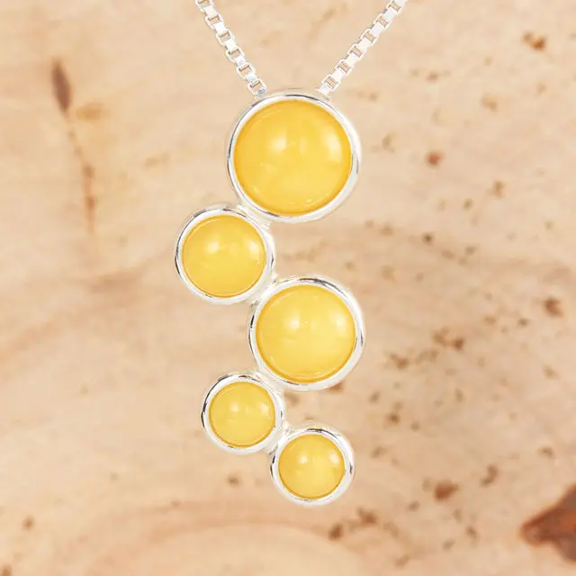 Milky Baltic Amber Bubble Sterling Silver Pendant