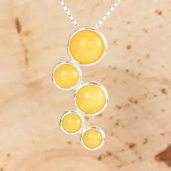 Milky Baltic Amber Bubble Sterling Silver Pendant Milky Baltic Amber Bubble Sterling Silver Pendant