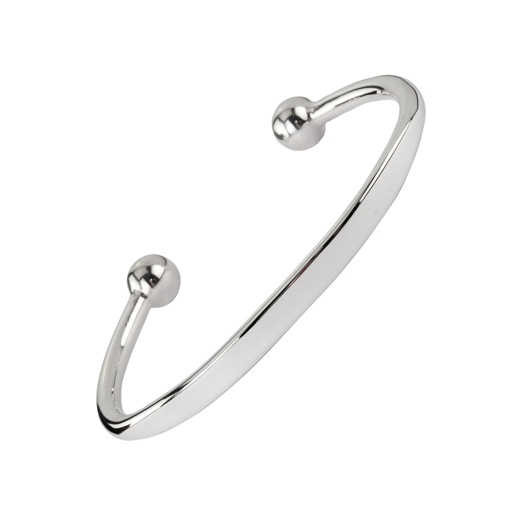 Men's Solid Sterling Silver Torque Bangle With Identity Plate