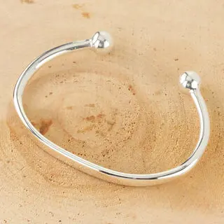 Men's Torque Bangle With Identity Plate Solid Sterling Silver