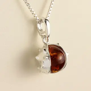 Sterling Silver Honey Baltic Amber Horse Chestnut Pendant