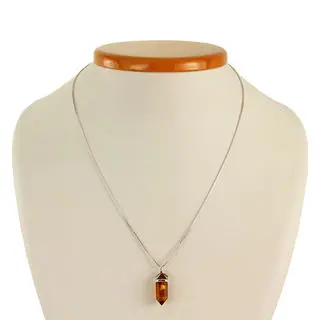 Sterling Silver Honey Baltic Amber Crystal Pendant