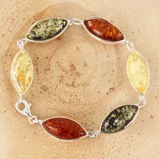 Chunky Sterling Silver Baltic Amber Bracelet