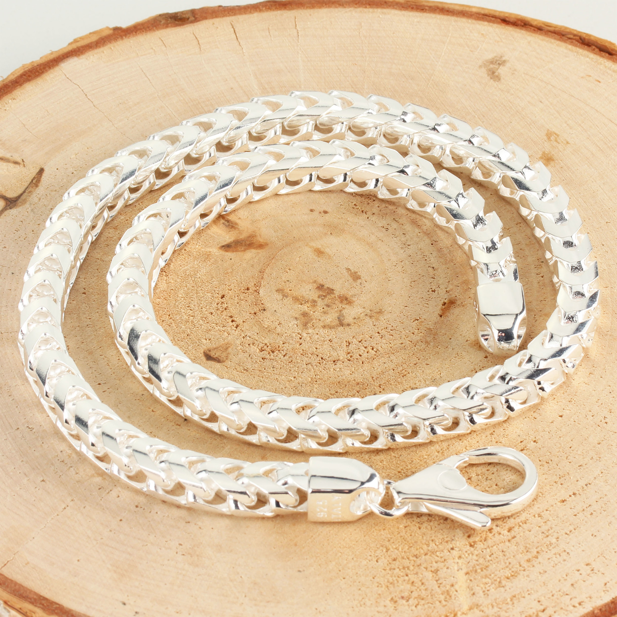 Heavy Solid Sterling Silver Mens Franco Chain 7.8mm Width